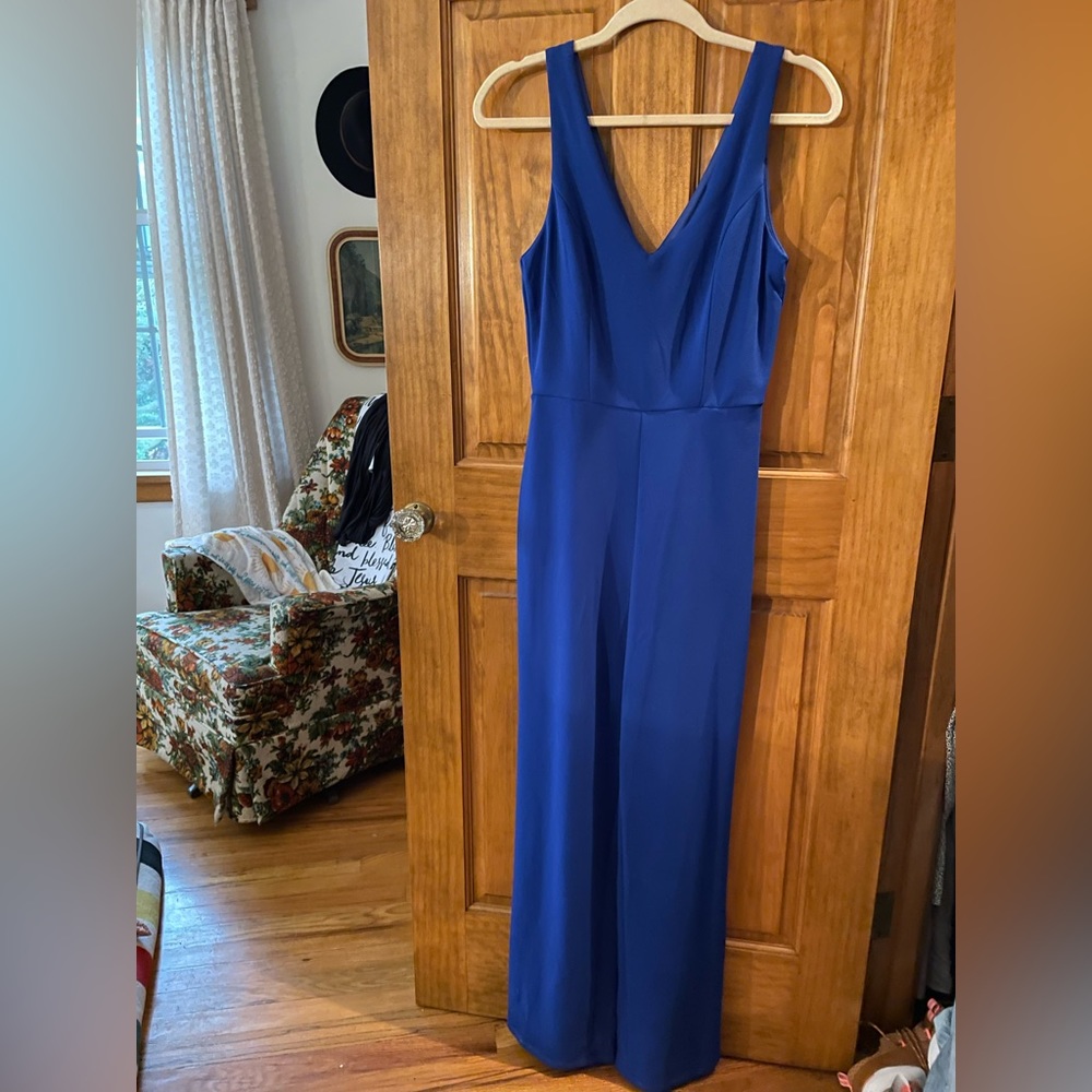 Blue V-neck Jumpsuit